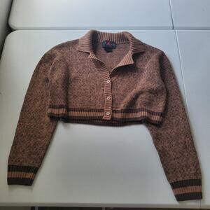Jordan Sweater Cardigan Womens Small Brown Cropped Collared Knit Air Jordan